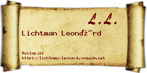 Lichtman Leonárd névjegykártya