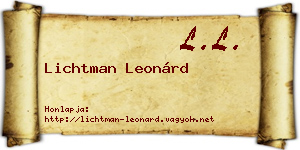 Lichtman Leonárd névjegykártya